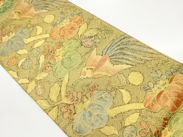 JAPANESE KIMONO / VINTAGE FUKURO OBI / SAGANISHIKI / WOVEN PAULOWNIA & PHOENIX